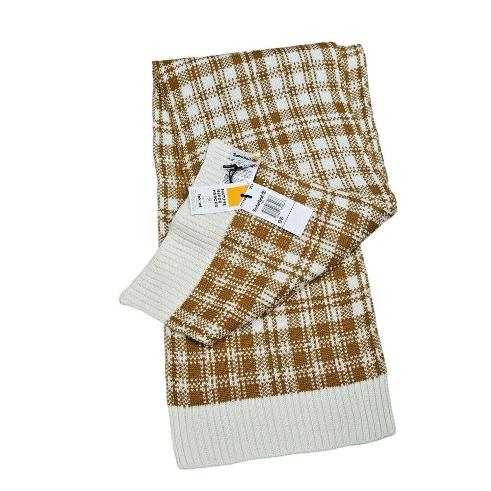 Timberland NWT Plaid Scarf Checkered Knit Soft Warm‎ Acrylic Winter Accessory OS